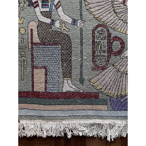 Egyptian Pharoah And Hieroglyphic Theme Rug/decorative wall Hanging - Picture 9 of 15